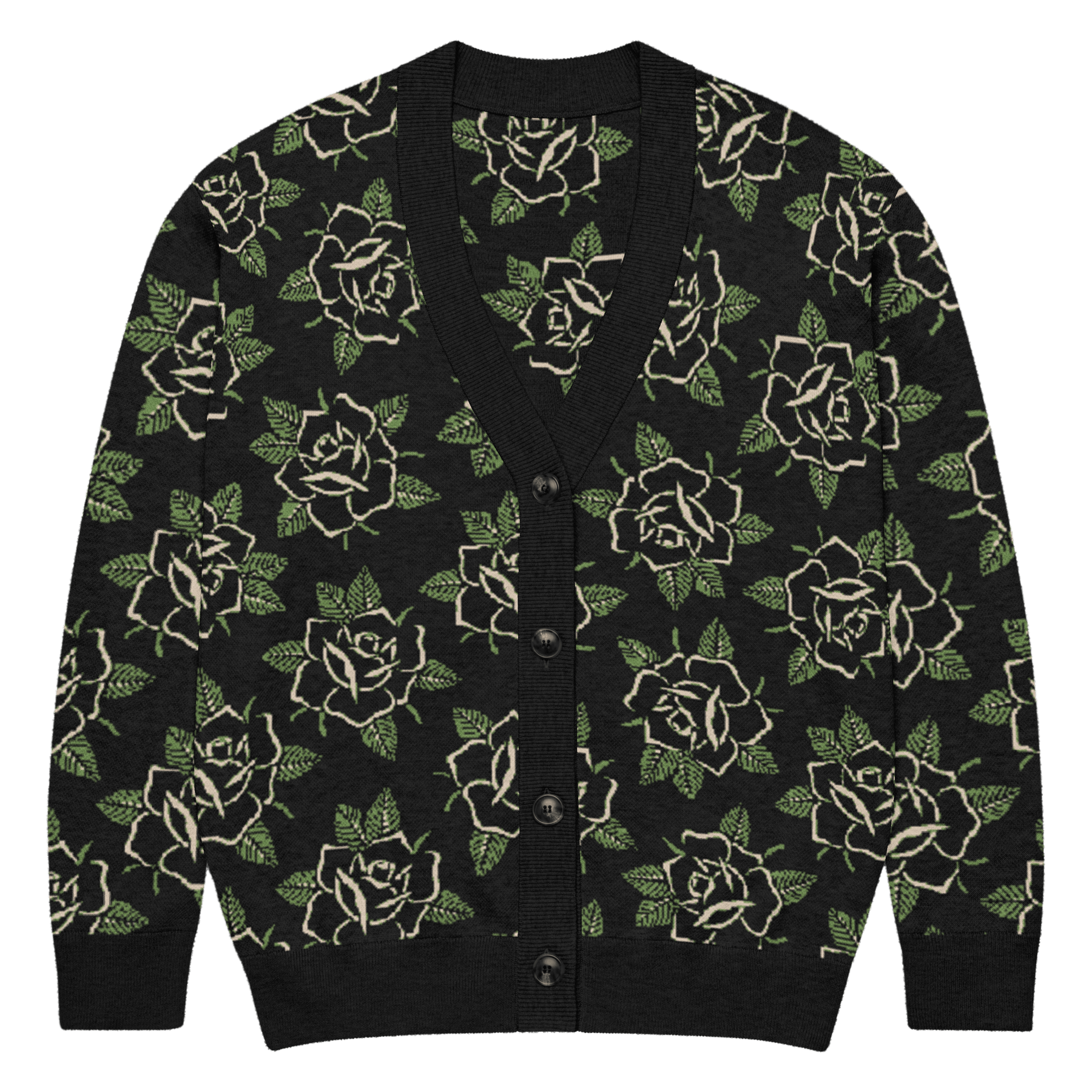 Black Rose Knit Cardigan - Goth Cloth Co.4074054_21036