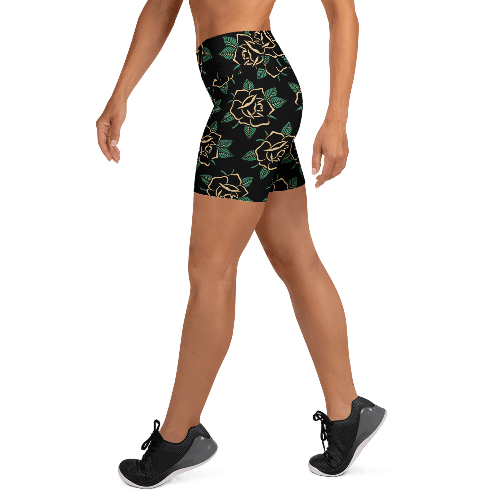 Black Rose Yoga Shorts - Goth Cloth Co.7478889_9079