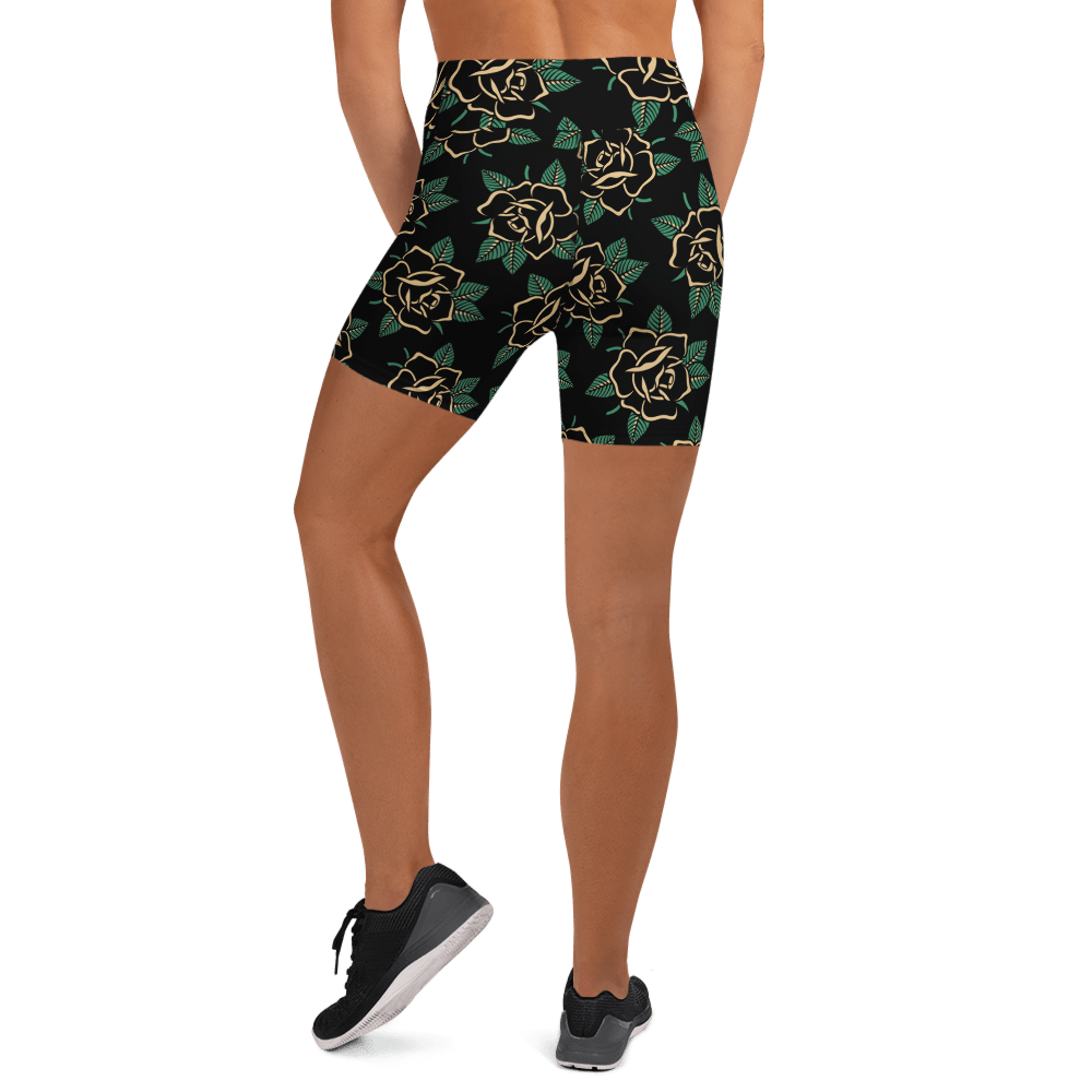 Black Rose Yoga Shorts - Goth Cloth Co.7478889_9079