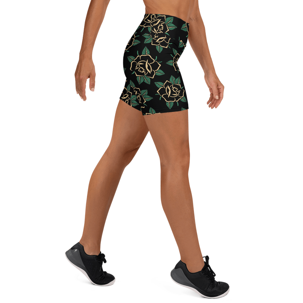 Black Rose Yoga Shorts - Goth Cloth Co.7478889_9079