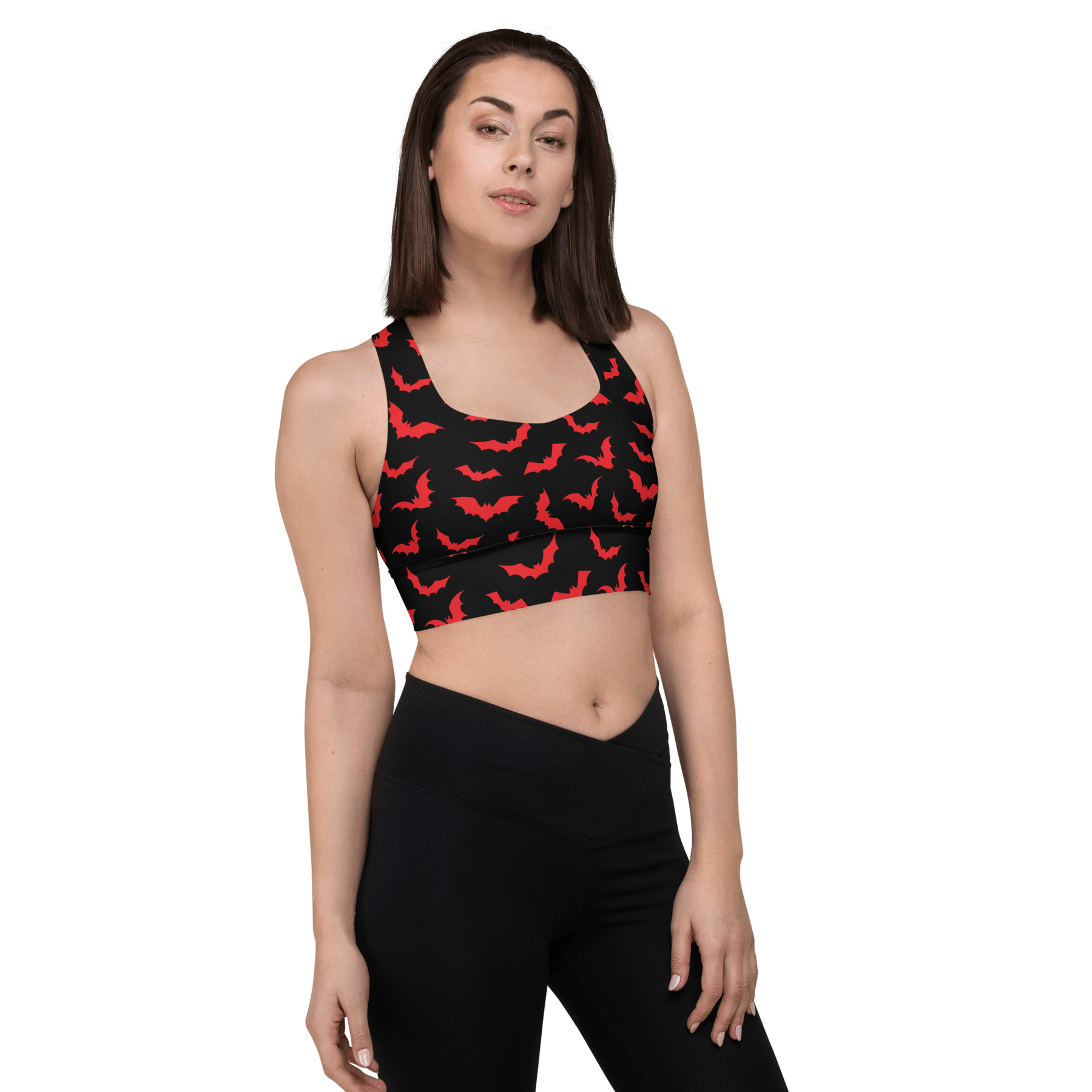 Blood Bats Recycled Longline Sports Bra - Goth Cloth Co.2105373_12290