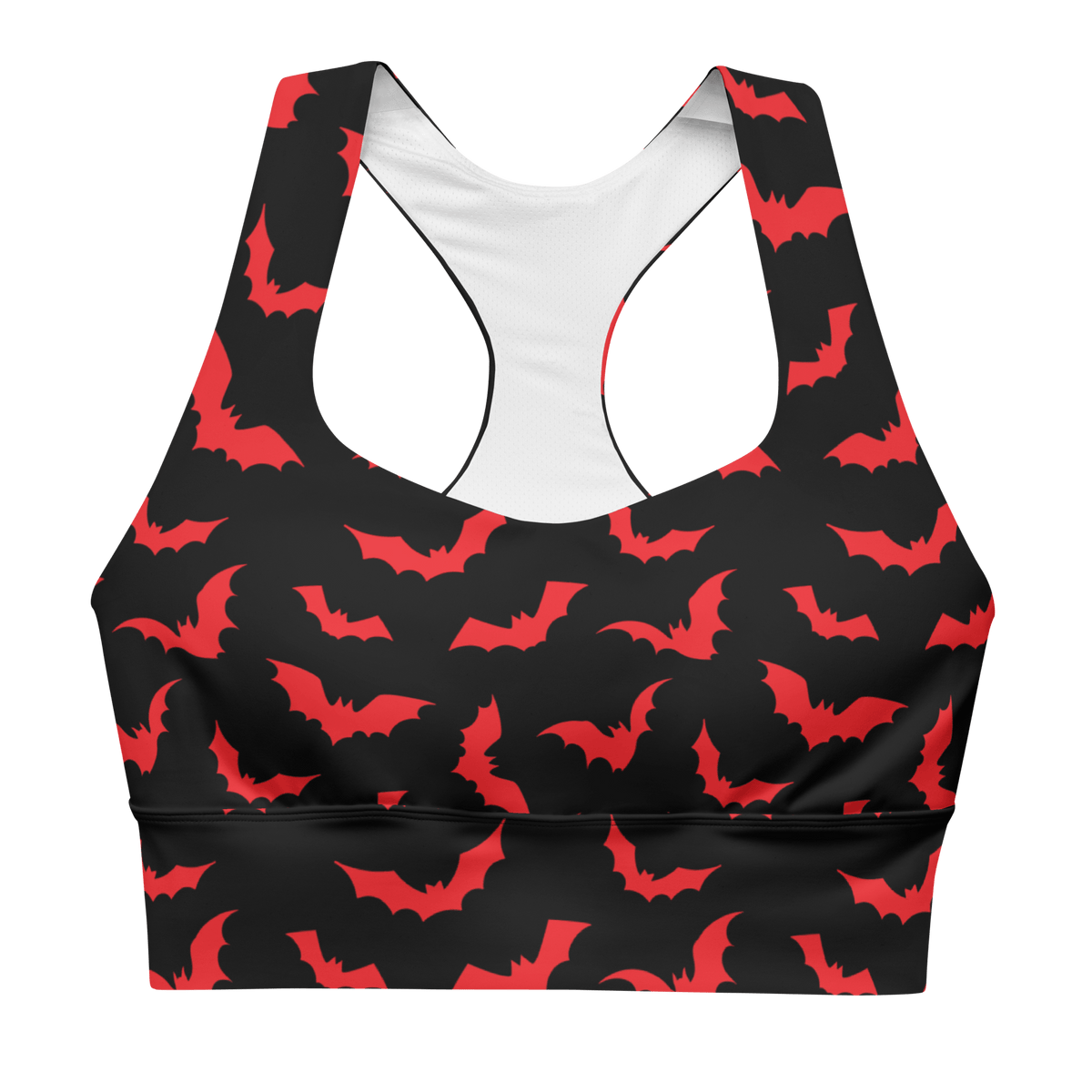 Blood Bats Recycled Longline Sports Bra - Goth Cloth Co.2105373_12290