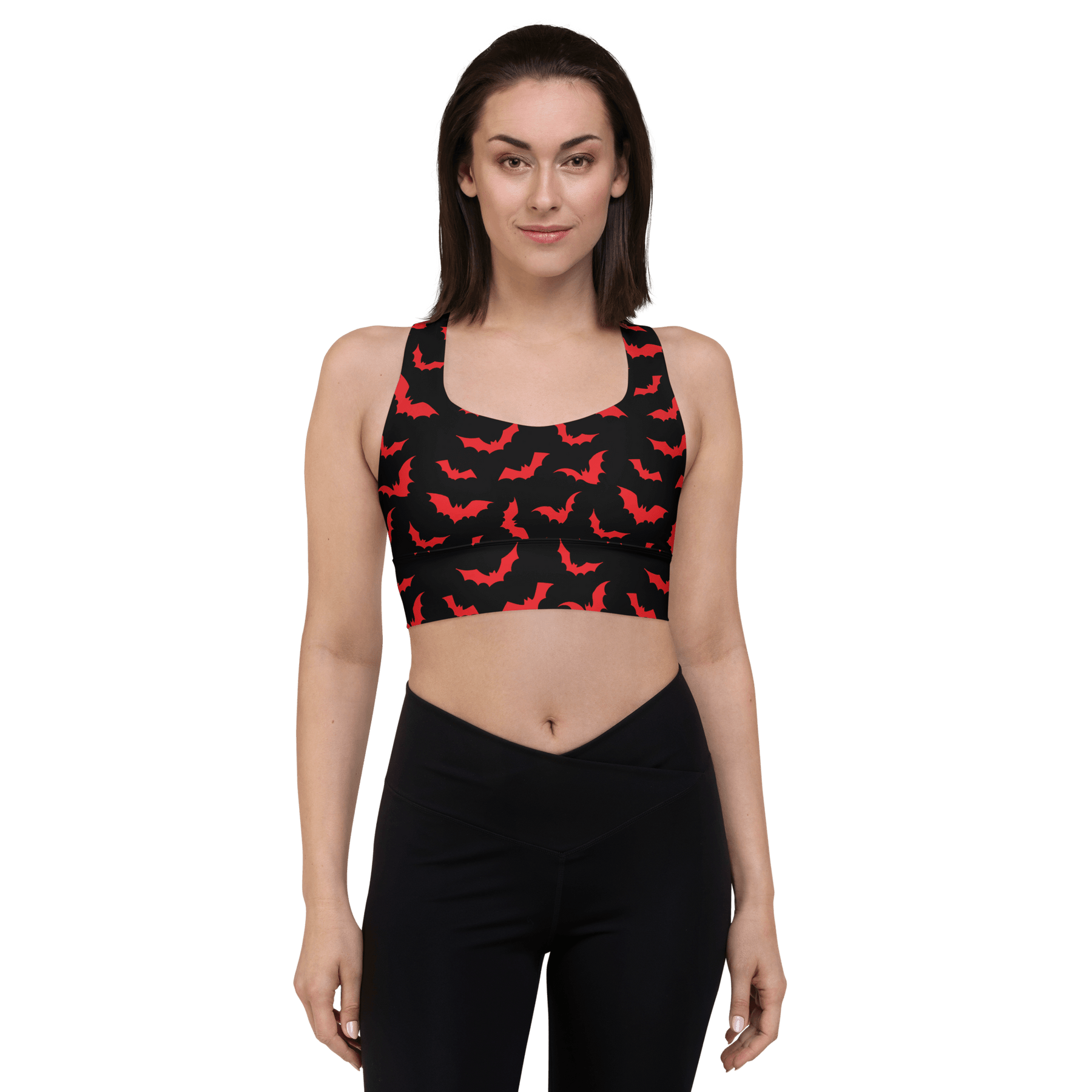 Blood Bats Recycled Longline Sports Bra - Goth Cloth Co.2105373_12290