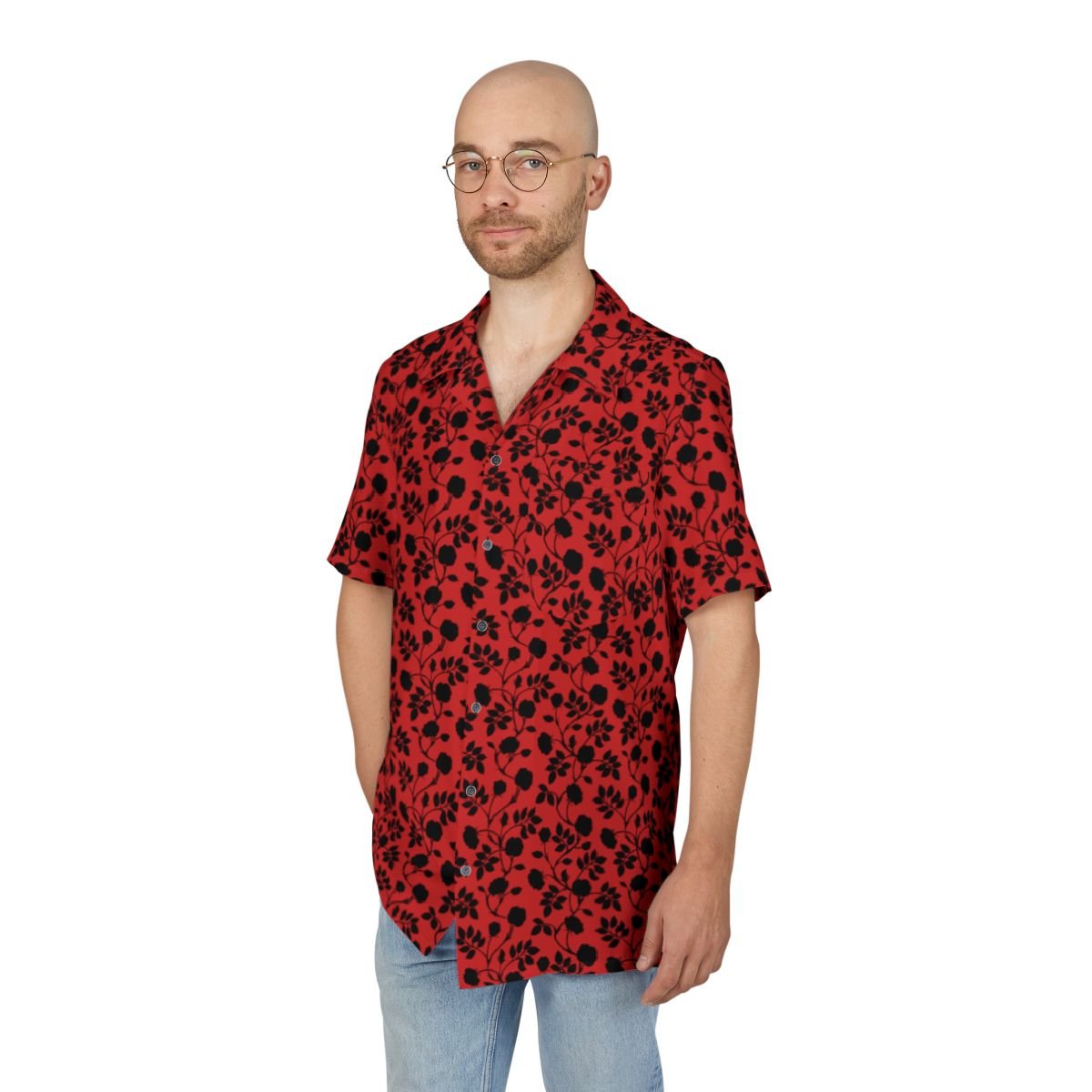 Blood Rose Men's Hawaiian Shirt (READY TO SHIP) - Goth Cloth Co.20923445789992698000