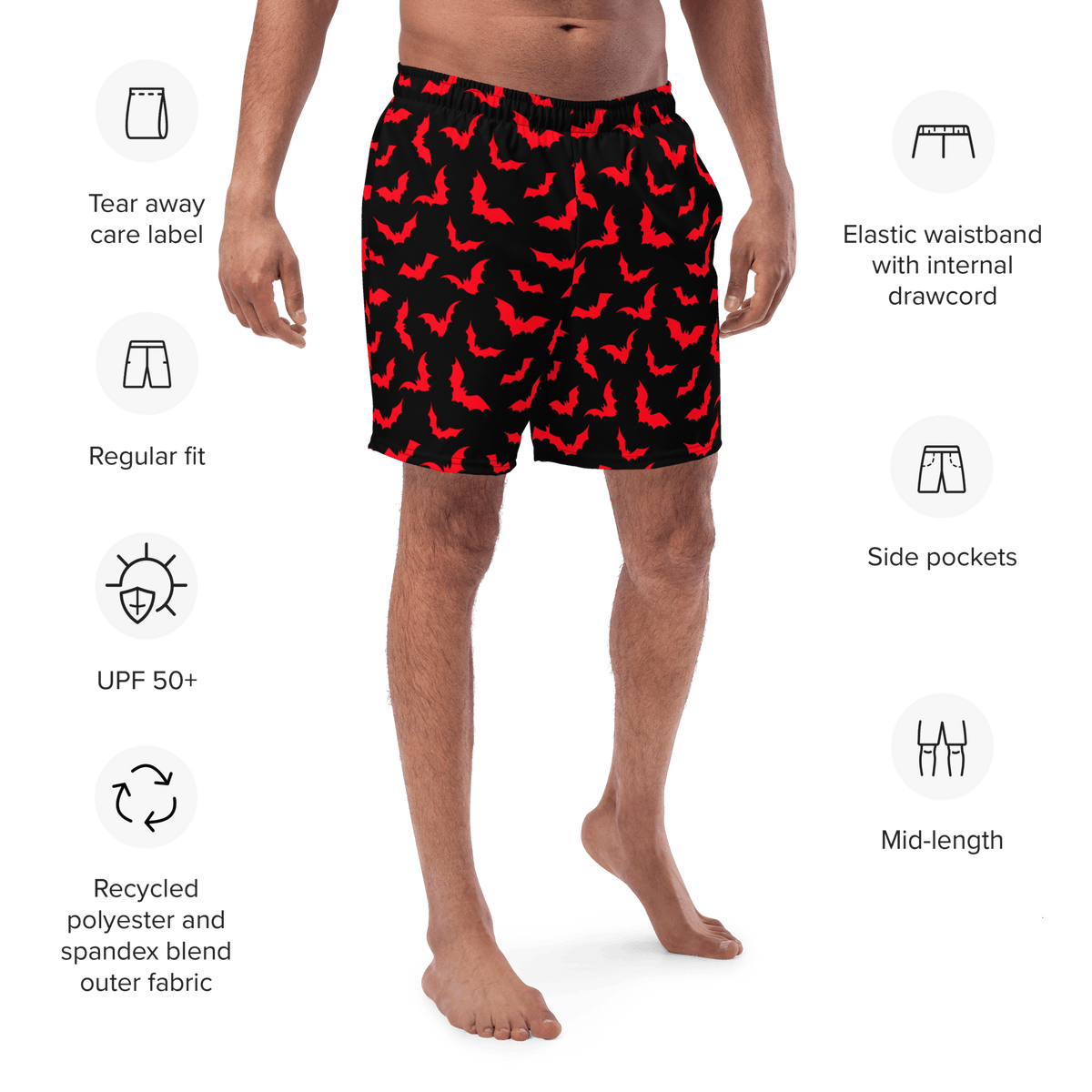 Bloody Bats Men's Swim Trunks - Goth Cloth Co.5956419_14636