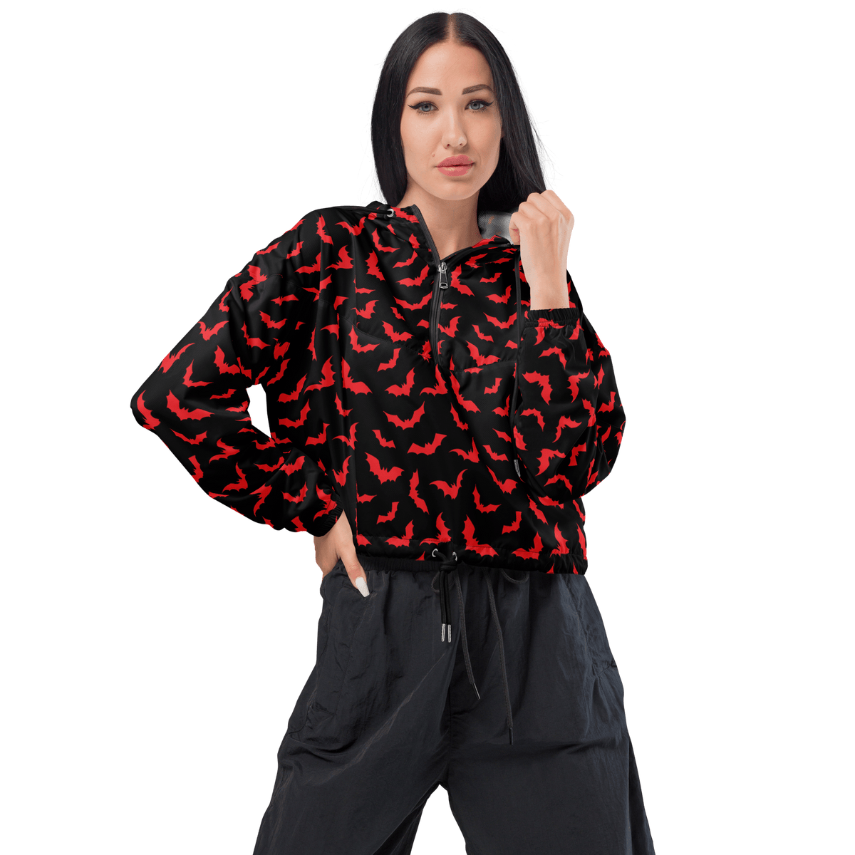 Bloody Bats Women's Cropped Windbreaker - Goth Cloth Co.2970344_15794