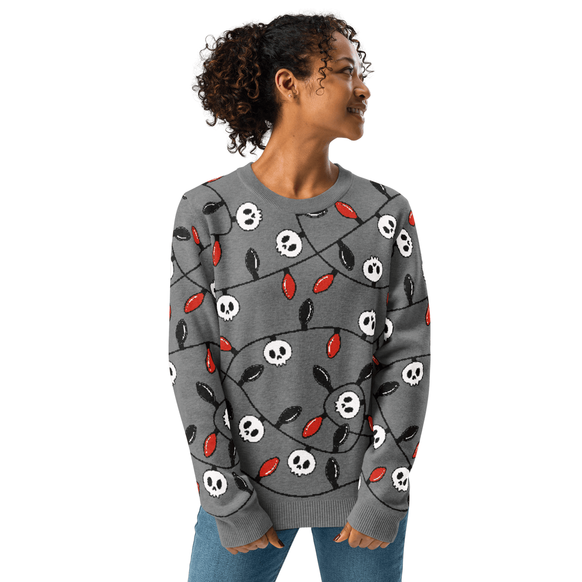Boney & Bright Grey Knit Crewneck Sweater - Goth Cloth Co.4571380_19638