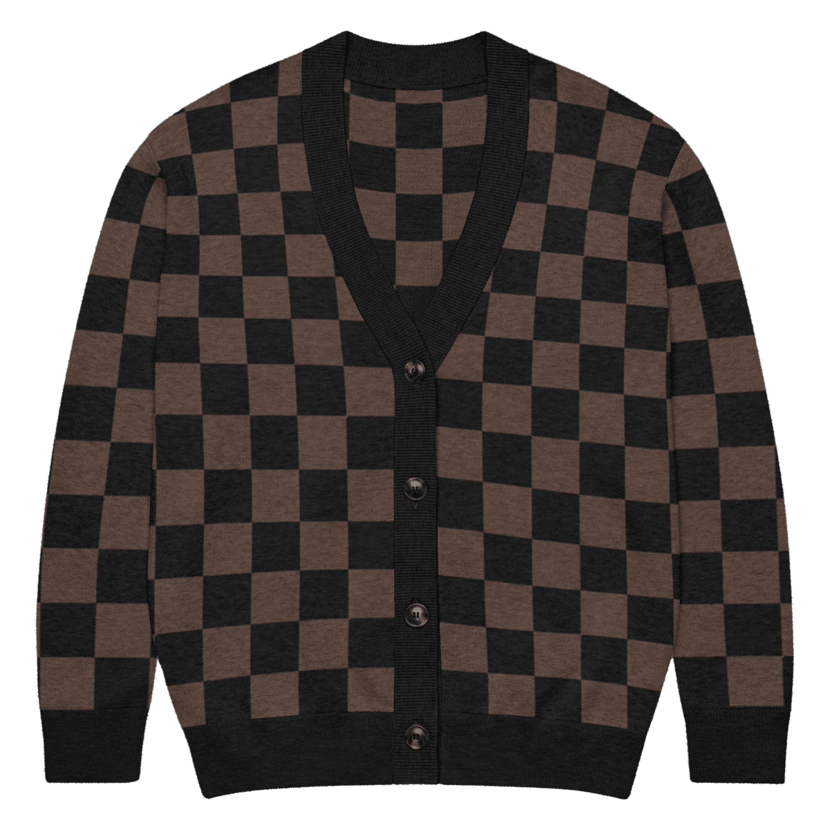 Brown Checkerboard Knit Cardigan - Goth Cloth Co.7959669_21030
