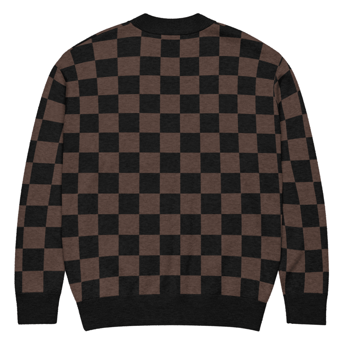 Brown Checkerboard Knit Cardigan - Goth Cloth Co.7959669_21030