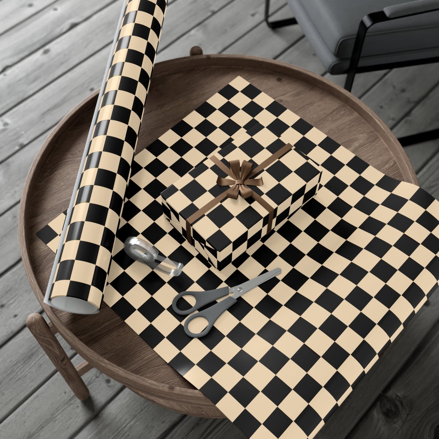 Brown Checkerboard Punk Gift Wrap - Goth Cloth Co.Home Decor17409327020235441599