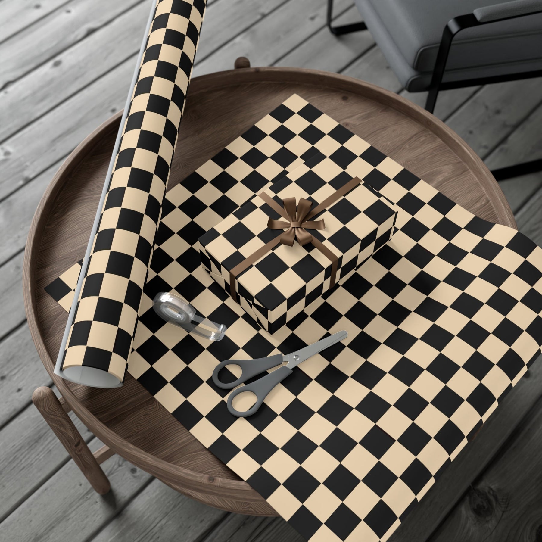 Brown Checkerboard Punk Gift Wrap - Goth Cloth Co.Home Decor17409327020235441599