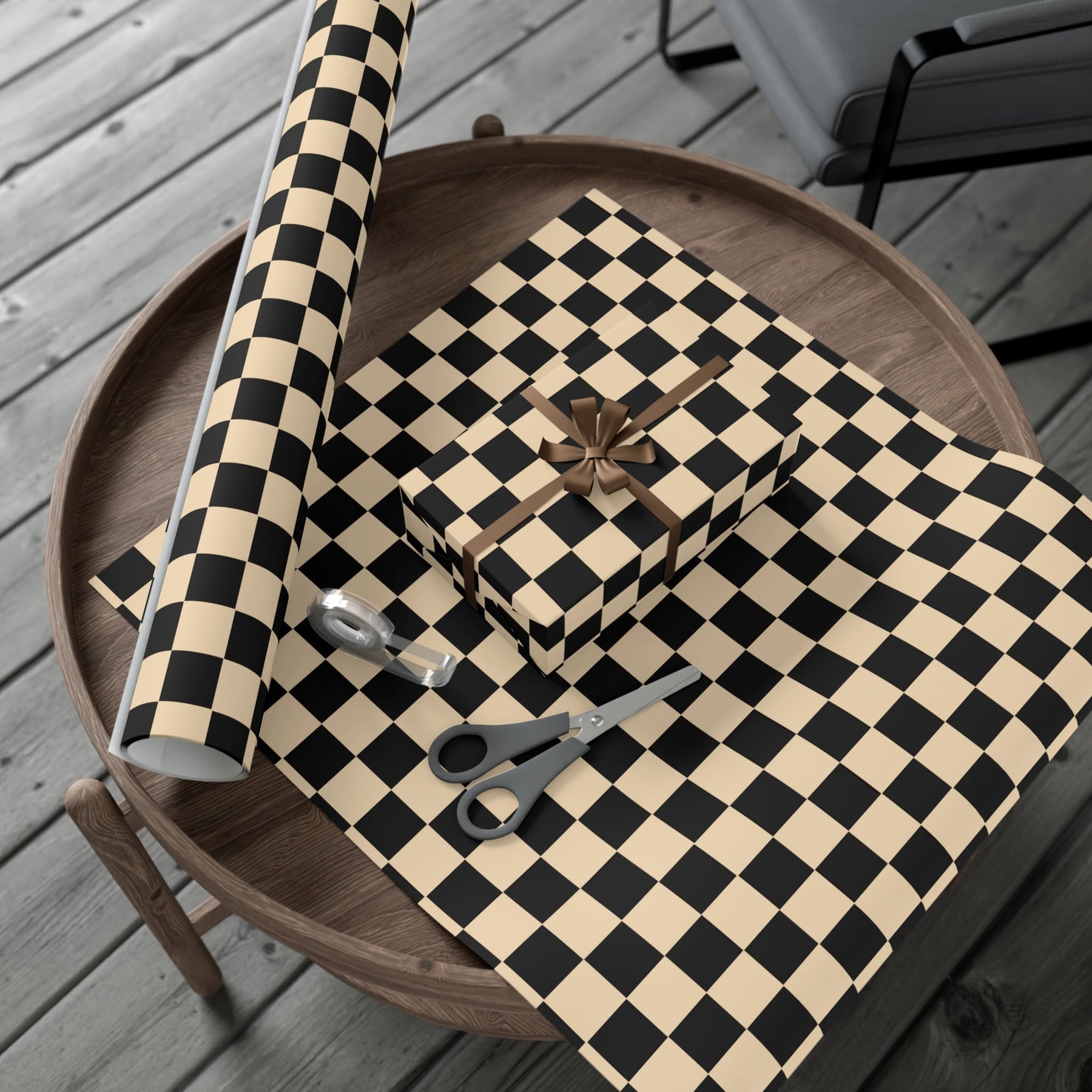 Brown Checkerboard Punk Gift Wrap - Goth Cloth Co.Home Decor17409327020235441599