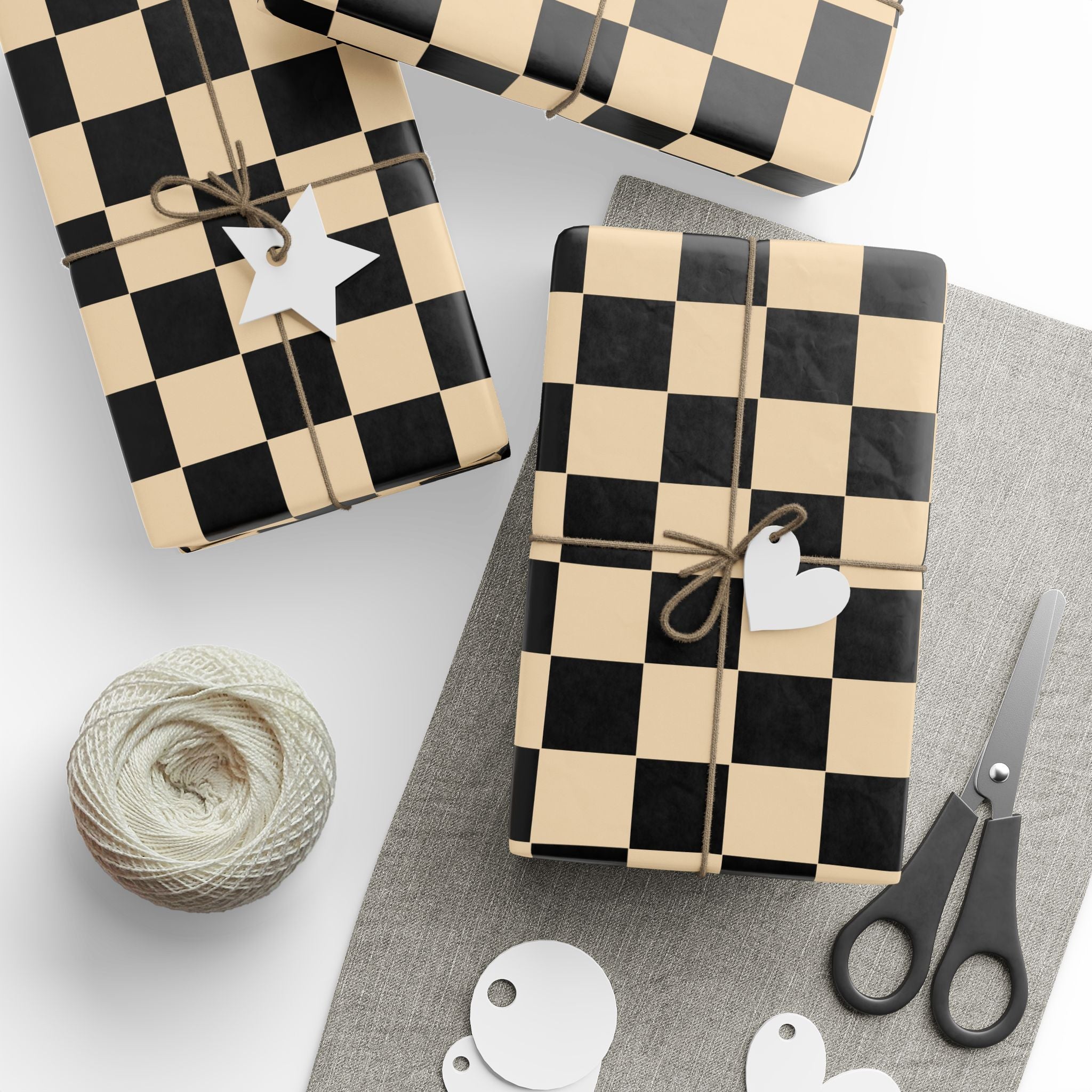 Black & Cream Checkerboard Gift Wrap | Gothic Wrapping Paper