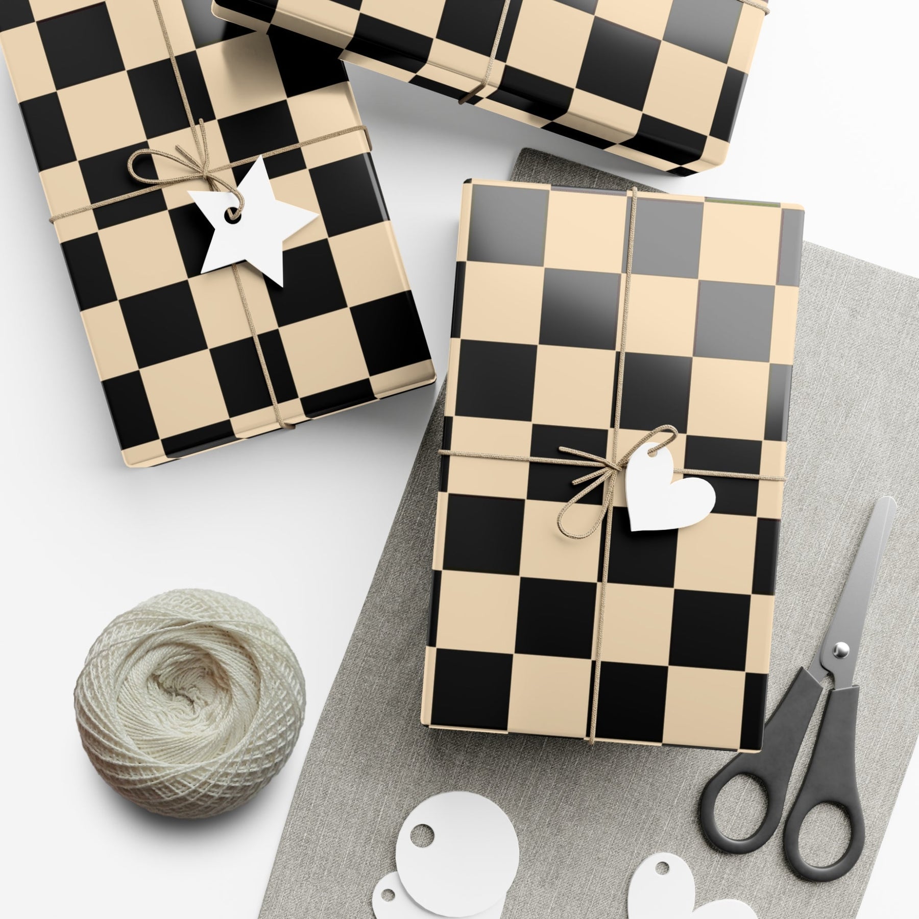 Brown Checkerboard Vintage Punk Gift Wrap (3 Sheets) - Goth Cloth Co.1339570_17373