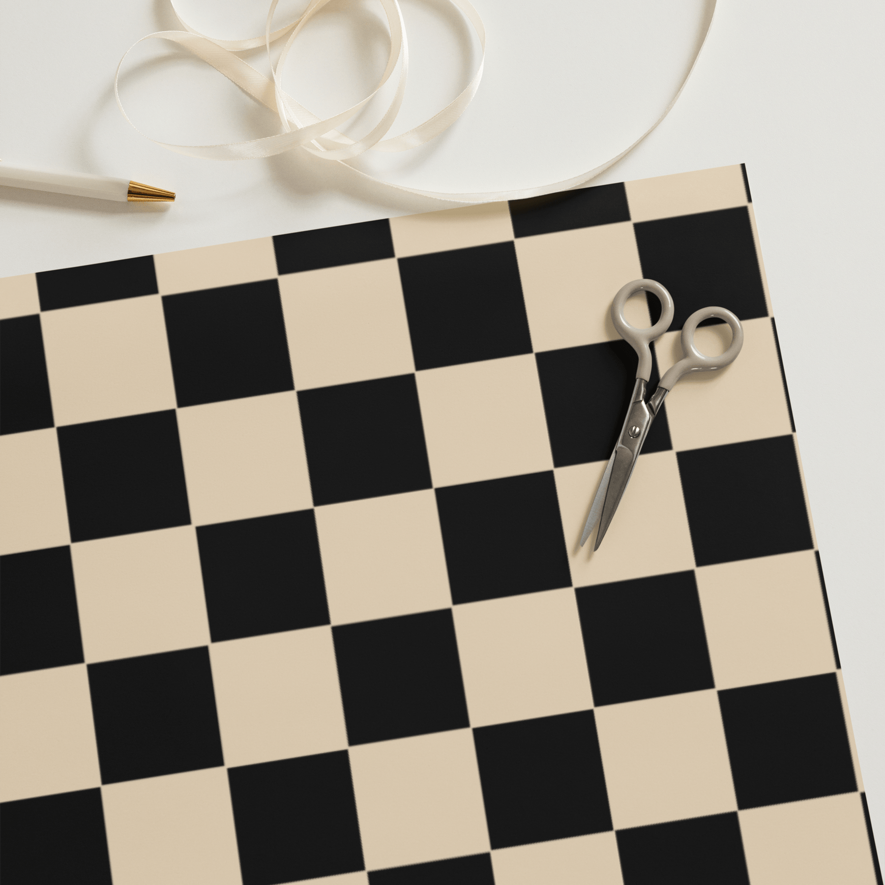 Brown Checkerboard Vintage Punk Gift Wrap (3 Sheets) - Goth Cloth Co.1339570_17373