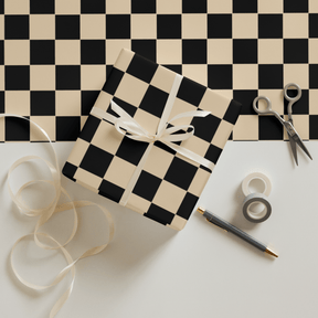 Brown Checkerboard Vintage Punk Gift Wrap (3 Sheets) - Goth Cloth Co.1339570_17373