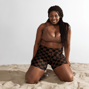 Brown Checkerboard Yoga Shorts - Goth Cloth Co.3691000_9079