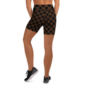 Brown Checkerboard Yoga Shorts - Goth Cloth Co.3691000_9079