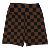 Brown Checkerboard Yoga Shorts - Goth Cloth Co.3691000_9079