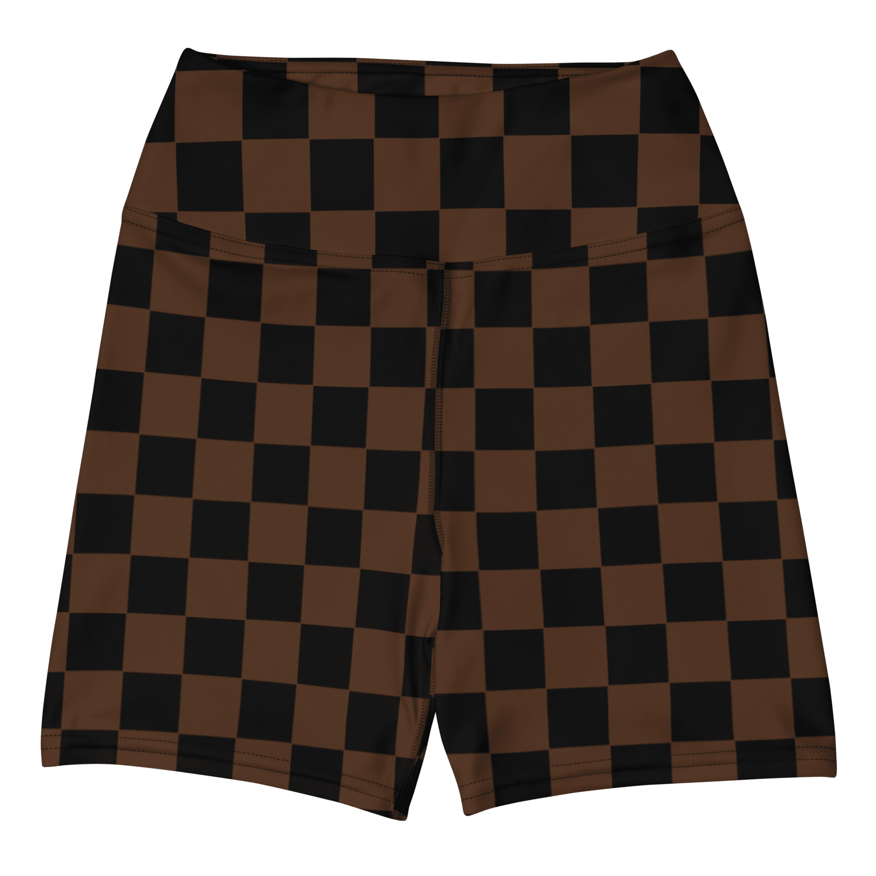 Brown Checkerboard Yoga Shorts - Goth Cloth Co.3691000_9079