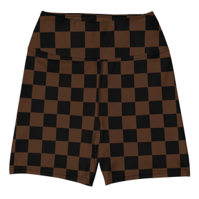 Brown Checkerboard Yoga Shorts - Goth Cloth Co.3691000_9079