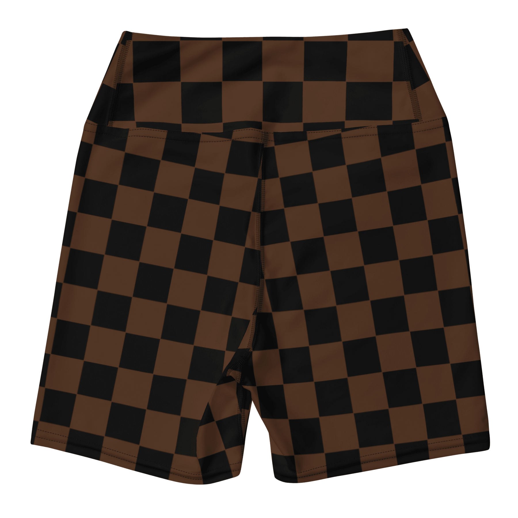 Brown Checkerboard Yoga Shorts - Goth Cloth Co.3691000_9079