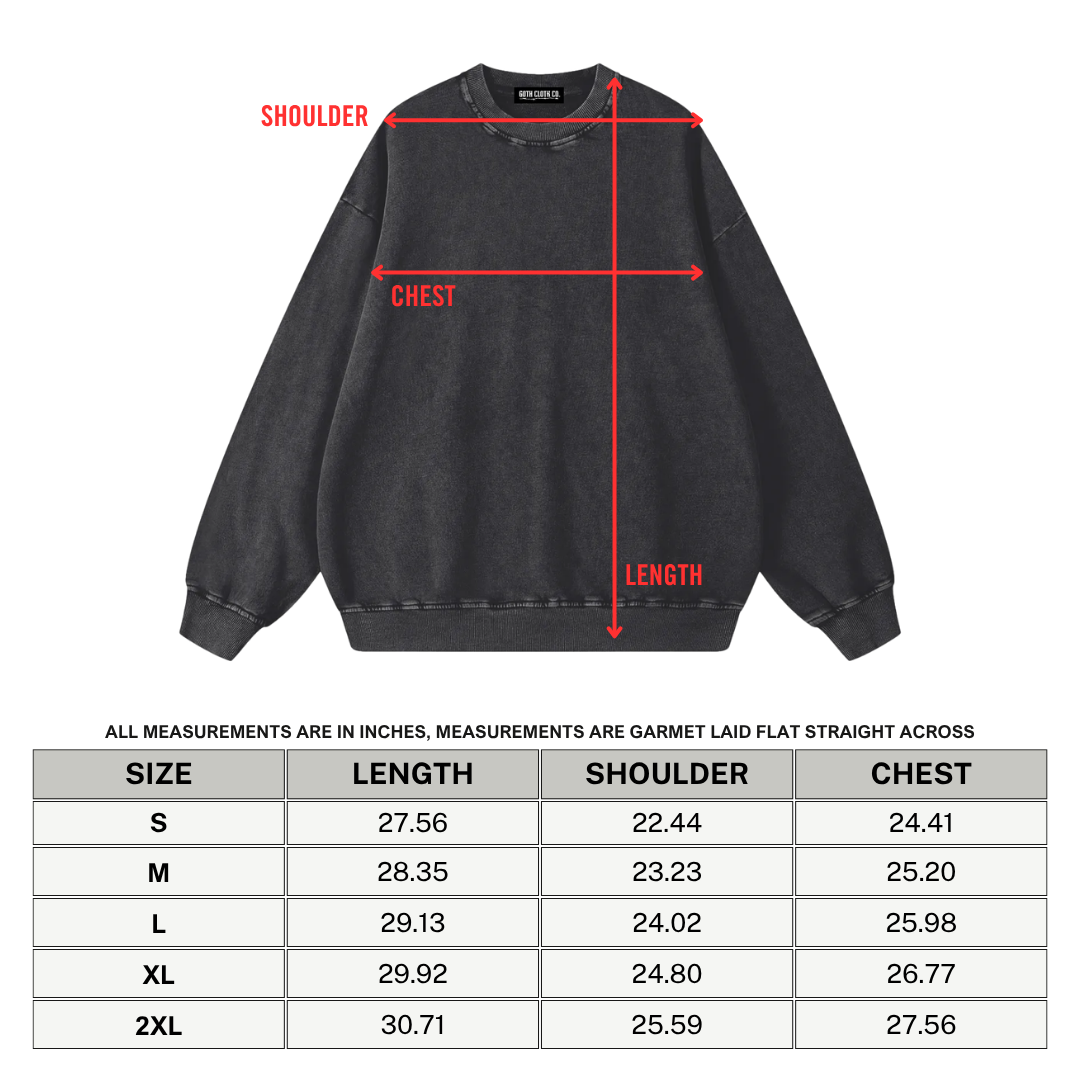 Black Magic Bat Acid Washed Sweatshirt