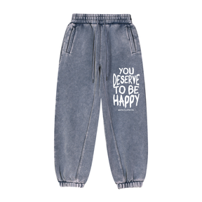 You Deserve to be Happy Vintage Wash Joggers
