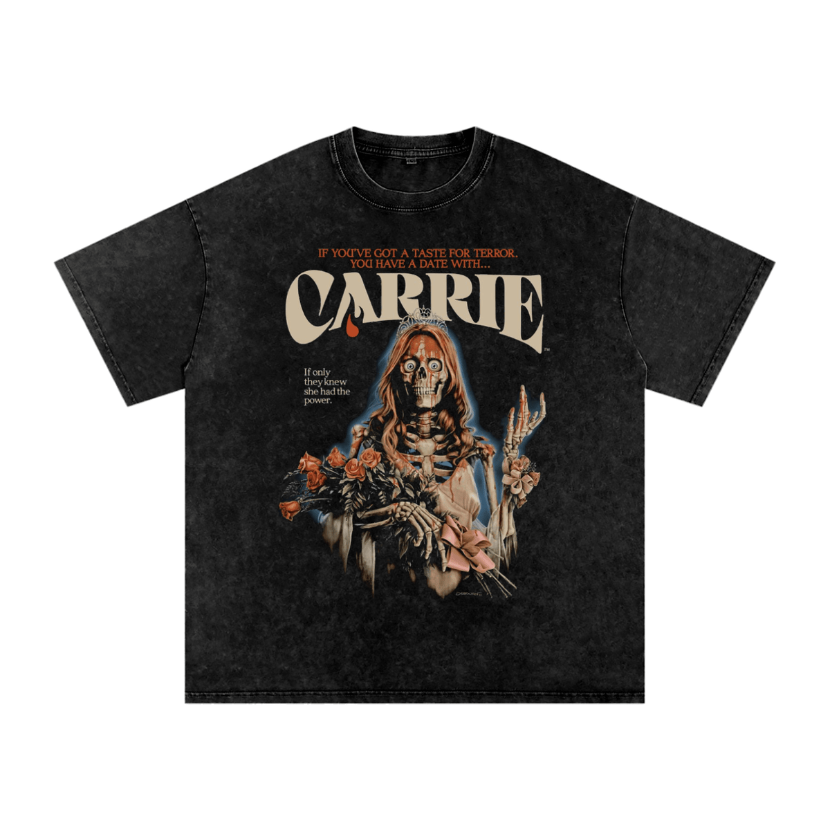 Carrie Vintage Acid Wash Tee - Goth Cloth Co.250814PODPQ0556001