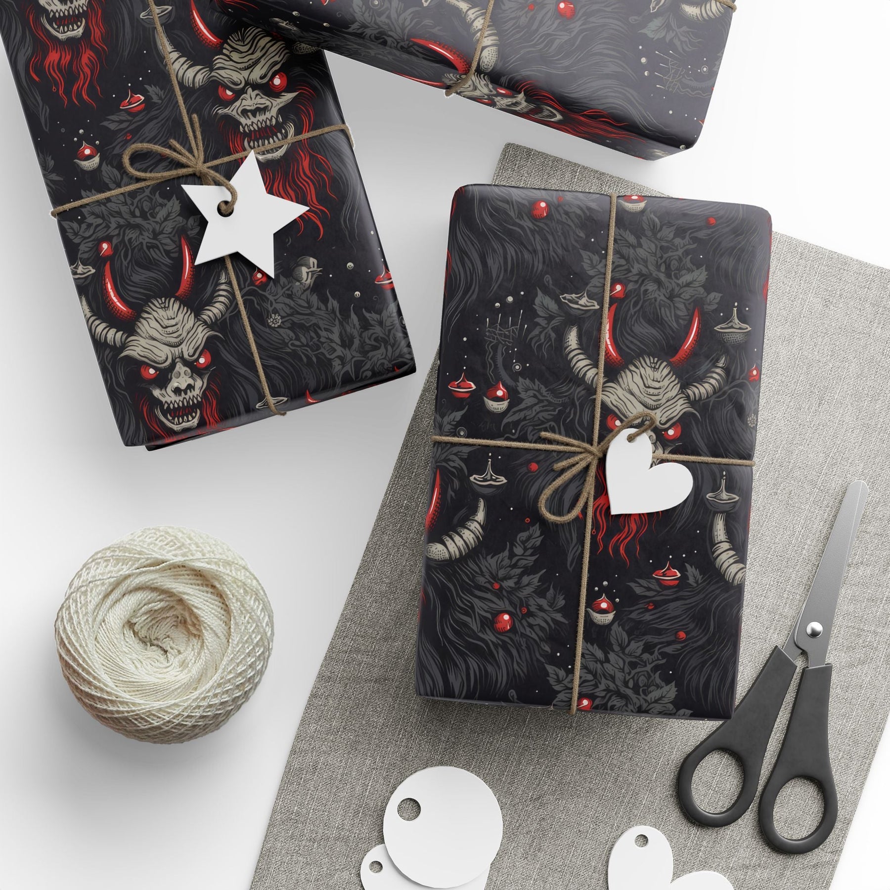 Cartoon Krampus Spooky Gift Wrap - Goth Cloth Co.Home Decor21654150938085436615