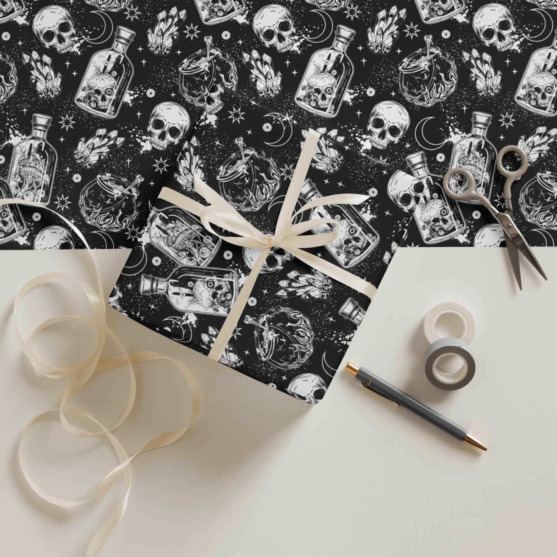 Cauldron Chaos Spooky Gift Wrap (3 Sheets) - Goth Cloth Co.1592447_17373