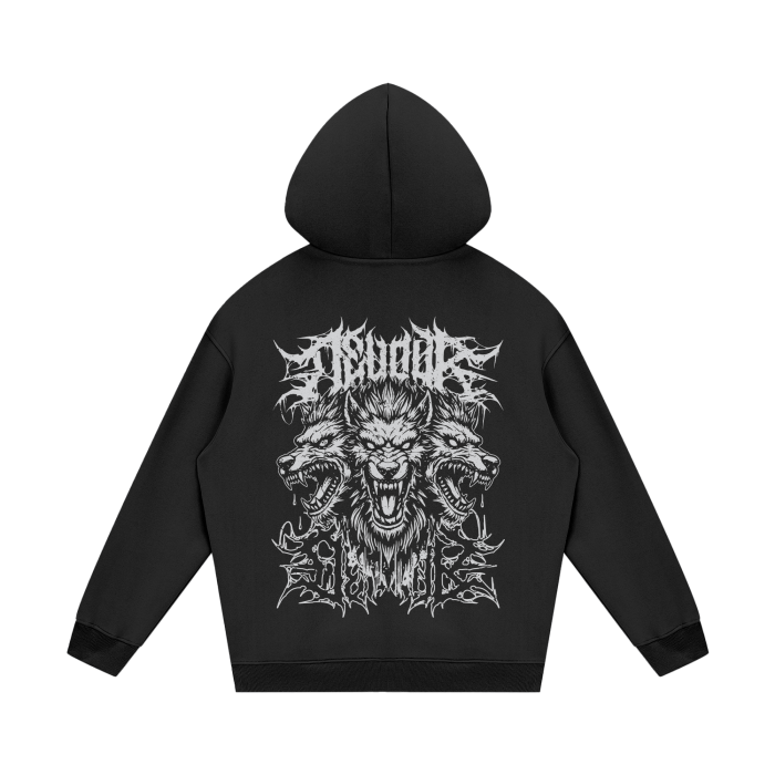 Cerberus Grunge Basics Fleece Hoodie - Goth Cloth Co.241218PODRB0333#001