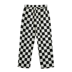 Checkerboard Unisex Straight Cotton Pants - Goth Cloth Co.ADS - 3MPXZT39 - MB631 - FFFFFF - S