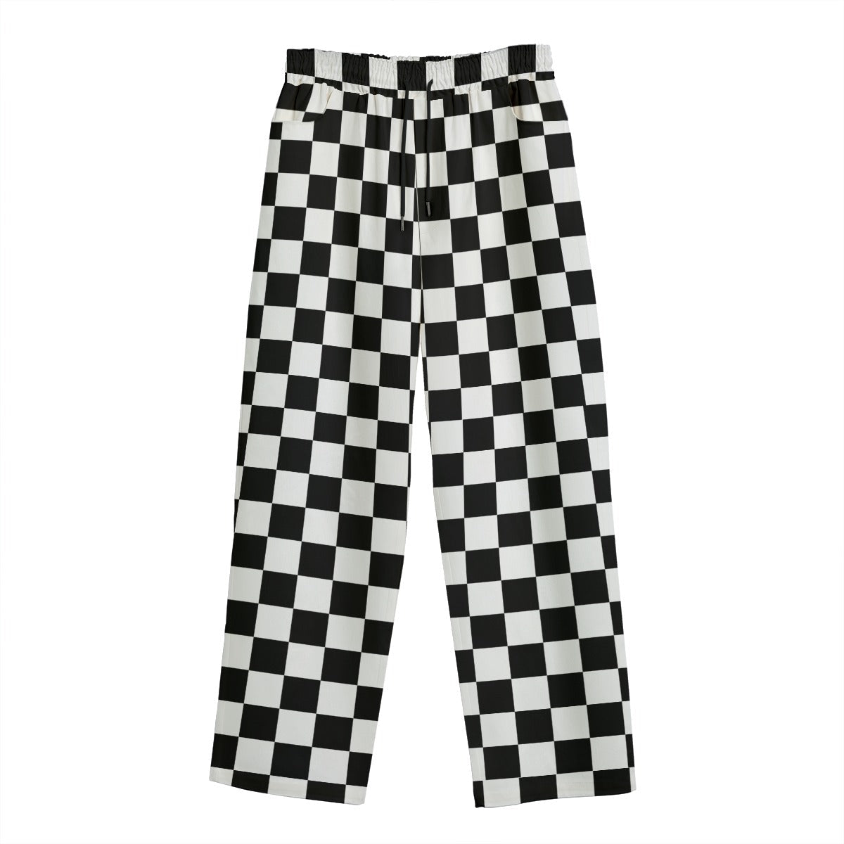 Checkerboard Unisex Straight Cotton Pants - Goth Cloth Co.ADS - 3MPXZT39 - MB631 - FFFFFF - S