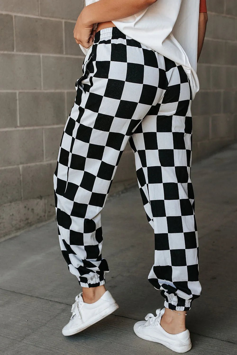 Checkered Elastic Waist Joggers - Goth Cloth Co.100100957461543