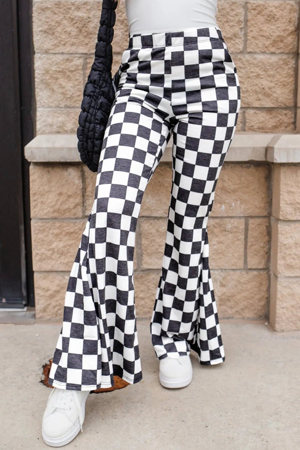 Checkered Flare Pants with Pockets - Goth Cloth Co.100100415071465