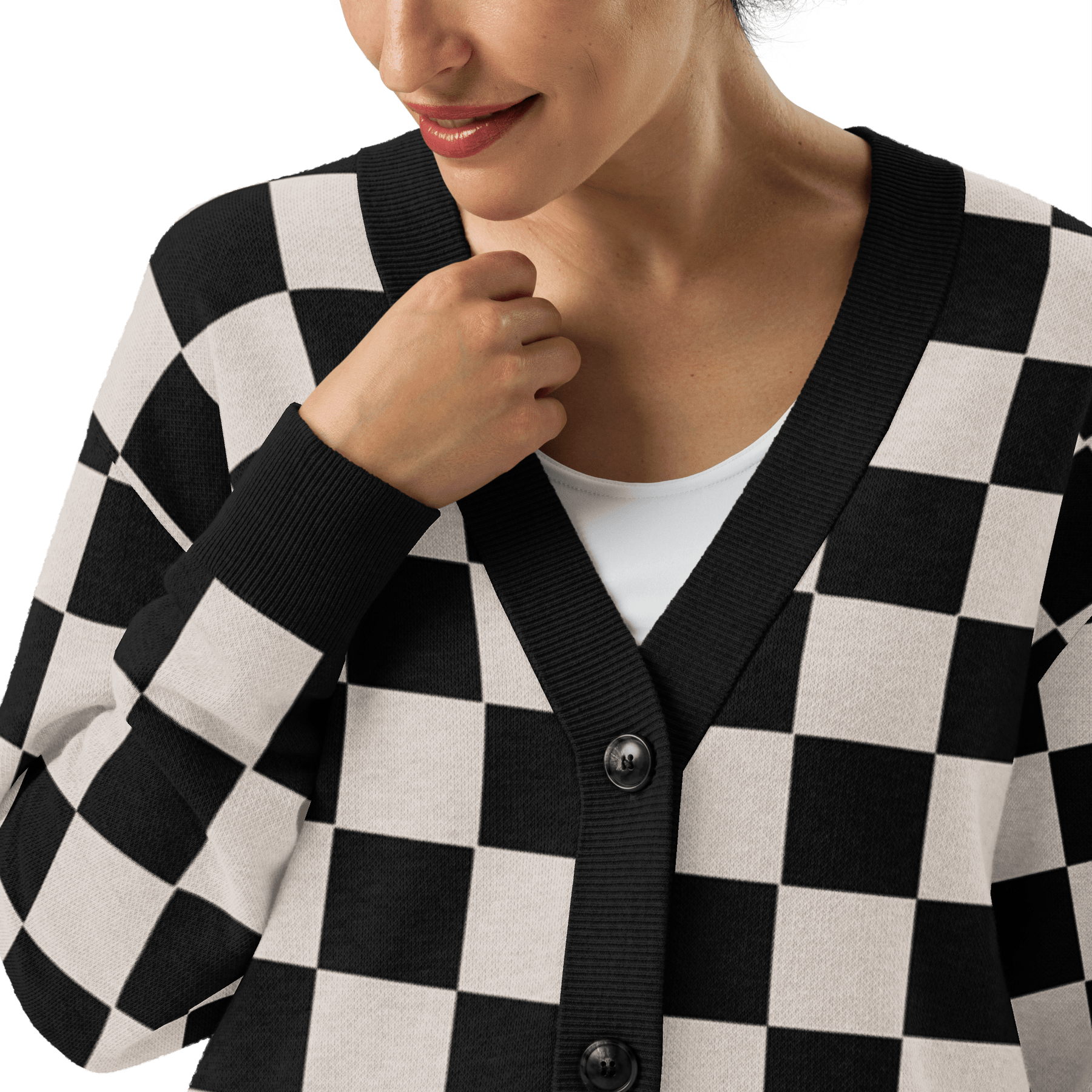 Checkers and Cream Knit Cardigan - Goth Cloth Co.6474734_21036