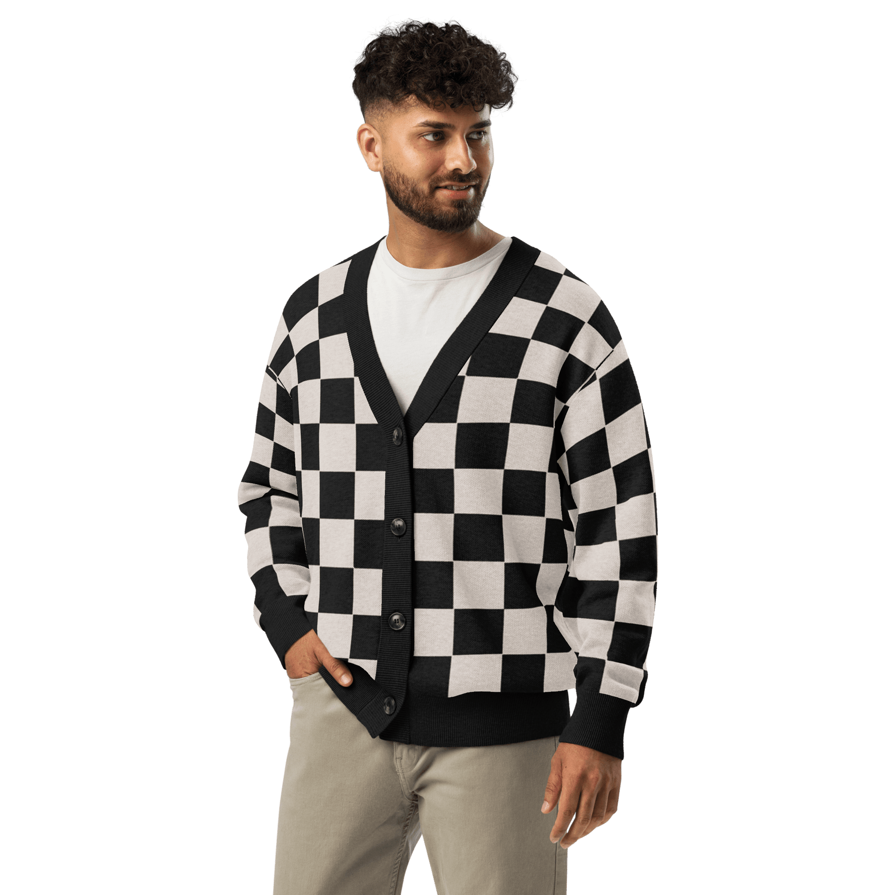 Checkers and Cream Knit Cardigan - Goth Cloth Co.6474734_21036