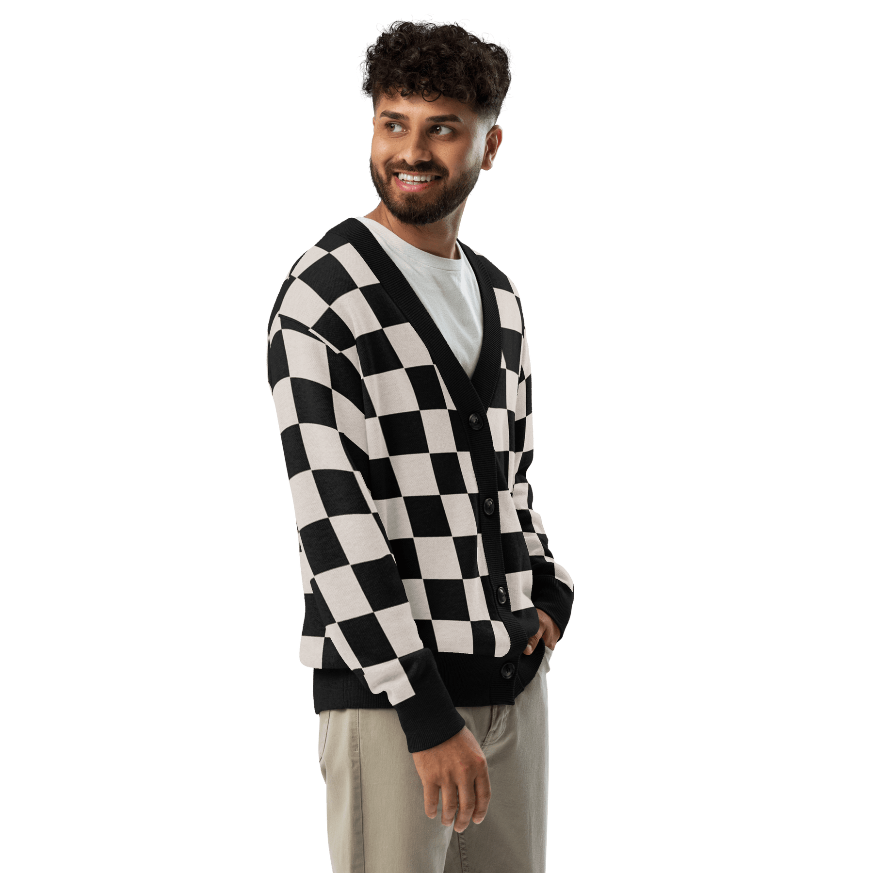 Checkers and Cream Knit Cardigan - Goth Cloth Co.6474734_21036