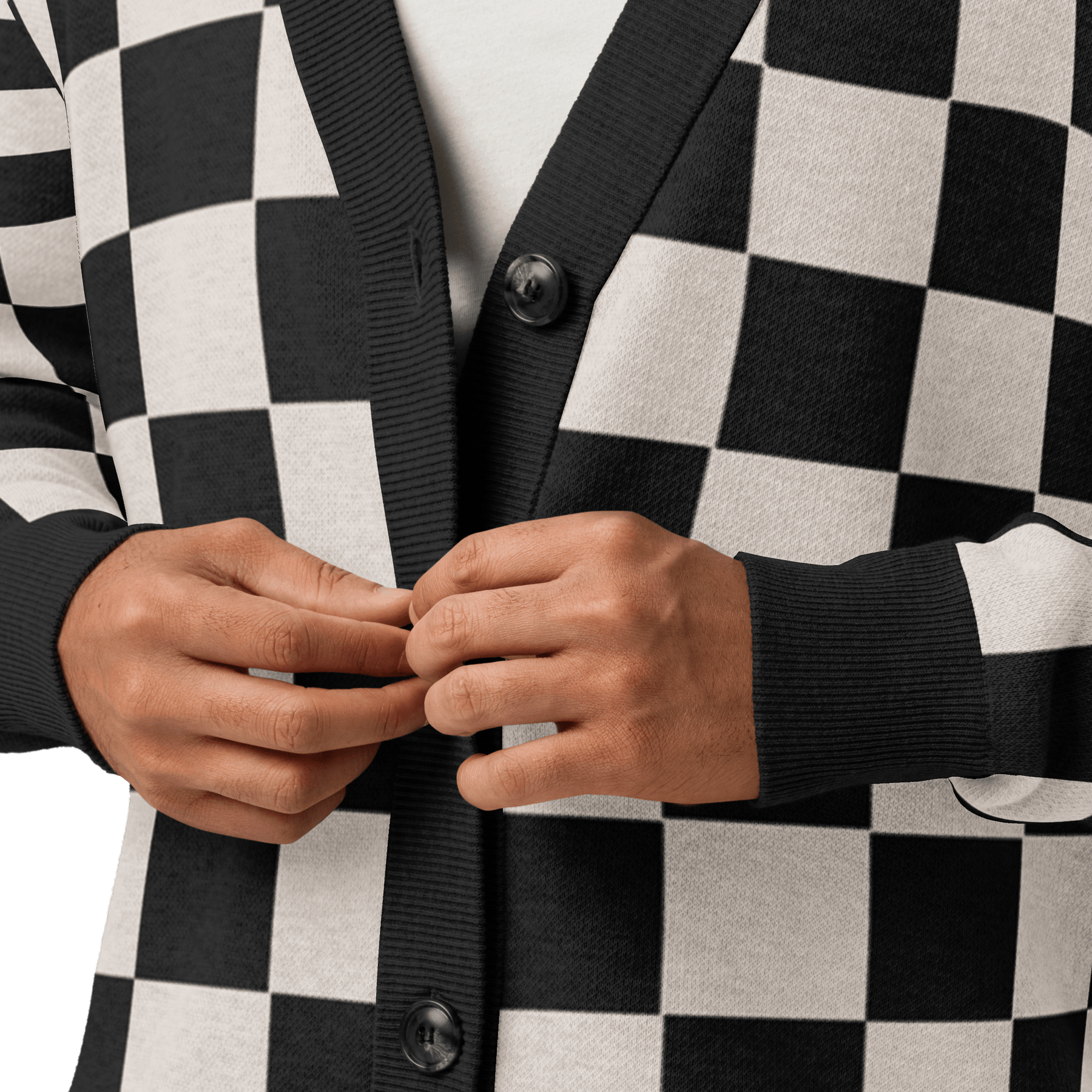 Checkers and Cream Knit Cardigan - Goth Cloth Co.6474734_21036