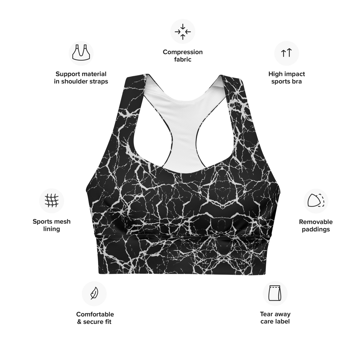 Cracked Chaos Longline Sports Bra - Goth Cloth Co.8046007_12290