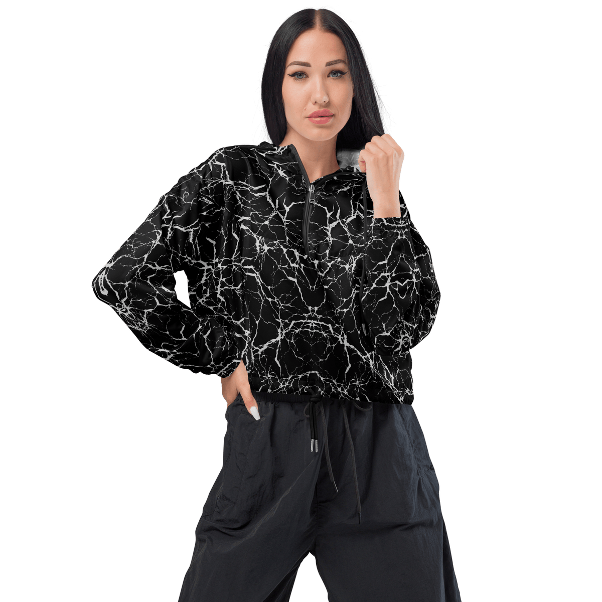 Cracked Chaos Women's Cropped Windbreaker - Goth Cloth Co.9815521_15794