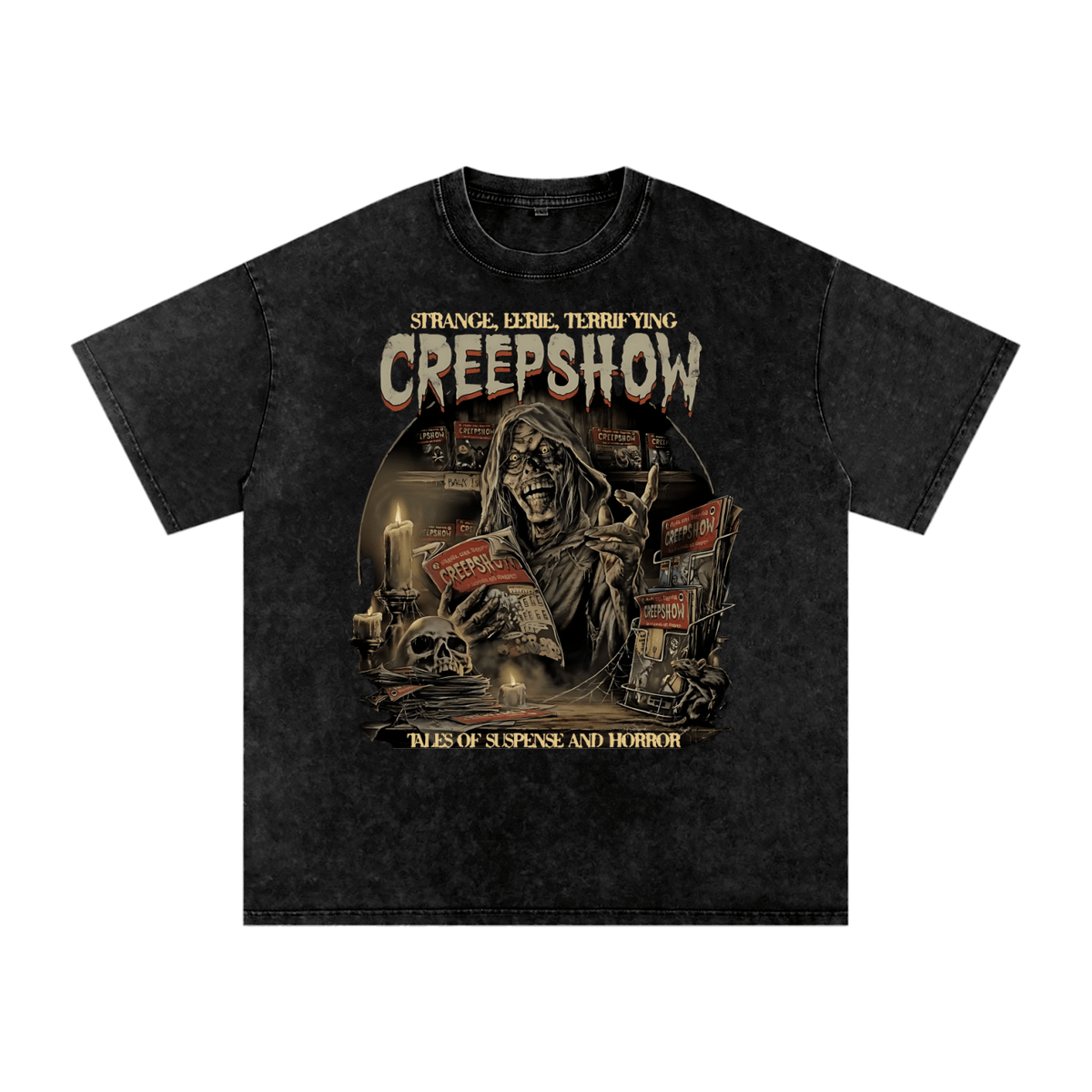 Creepshow Vintage Acid Wash Oversized T-Shirt - Goth Cloth Co.250806PODPQ0216001