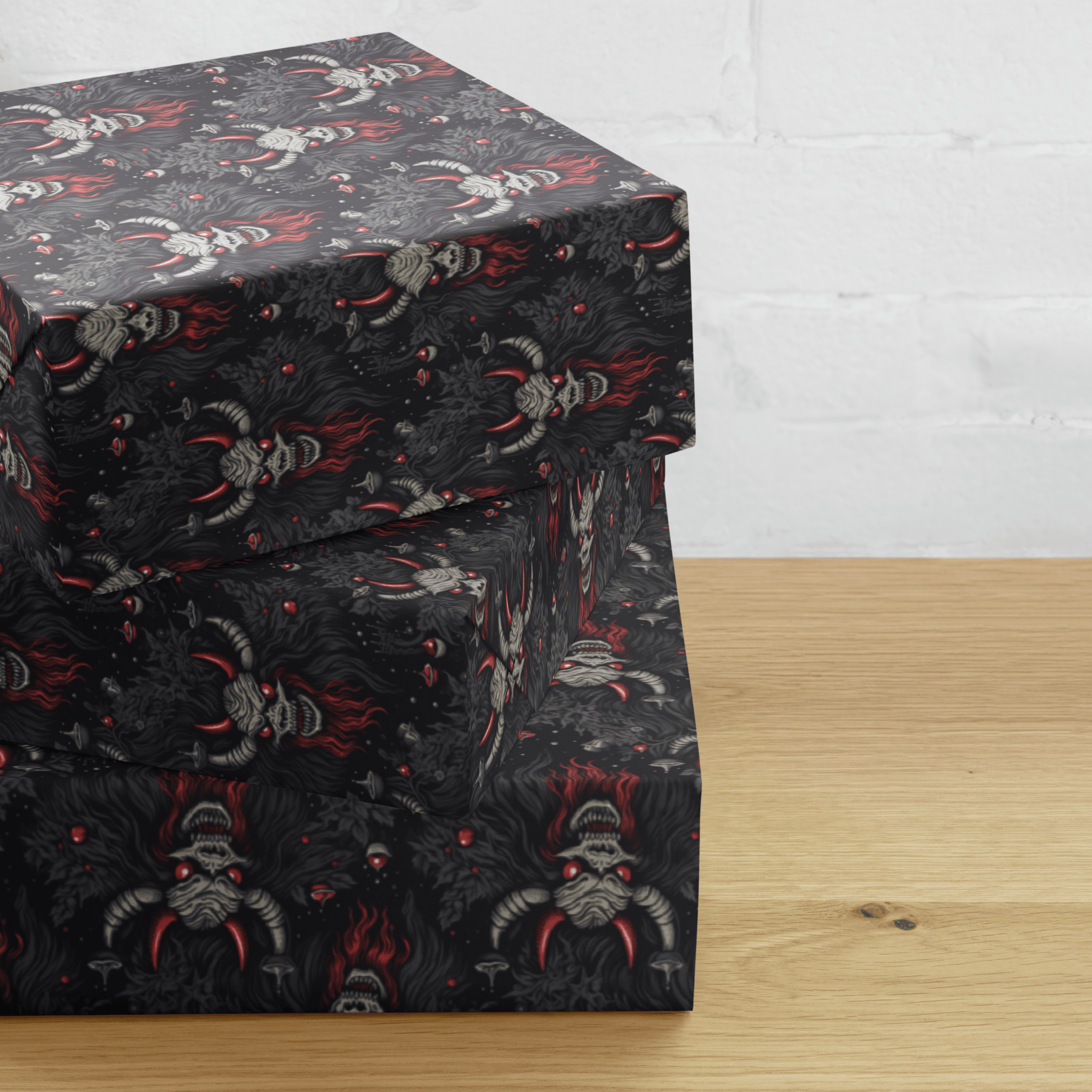 Creepy Cartoon Krampus Spooky Gift Wrap (3 Sheets) - Goth Cloth Co.1659105_17373