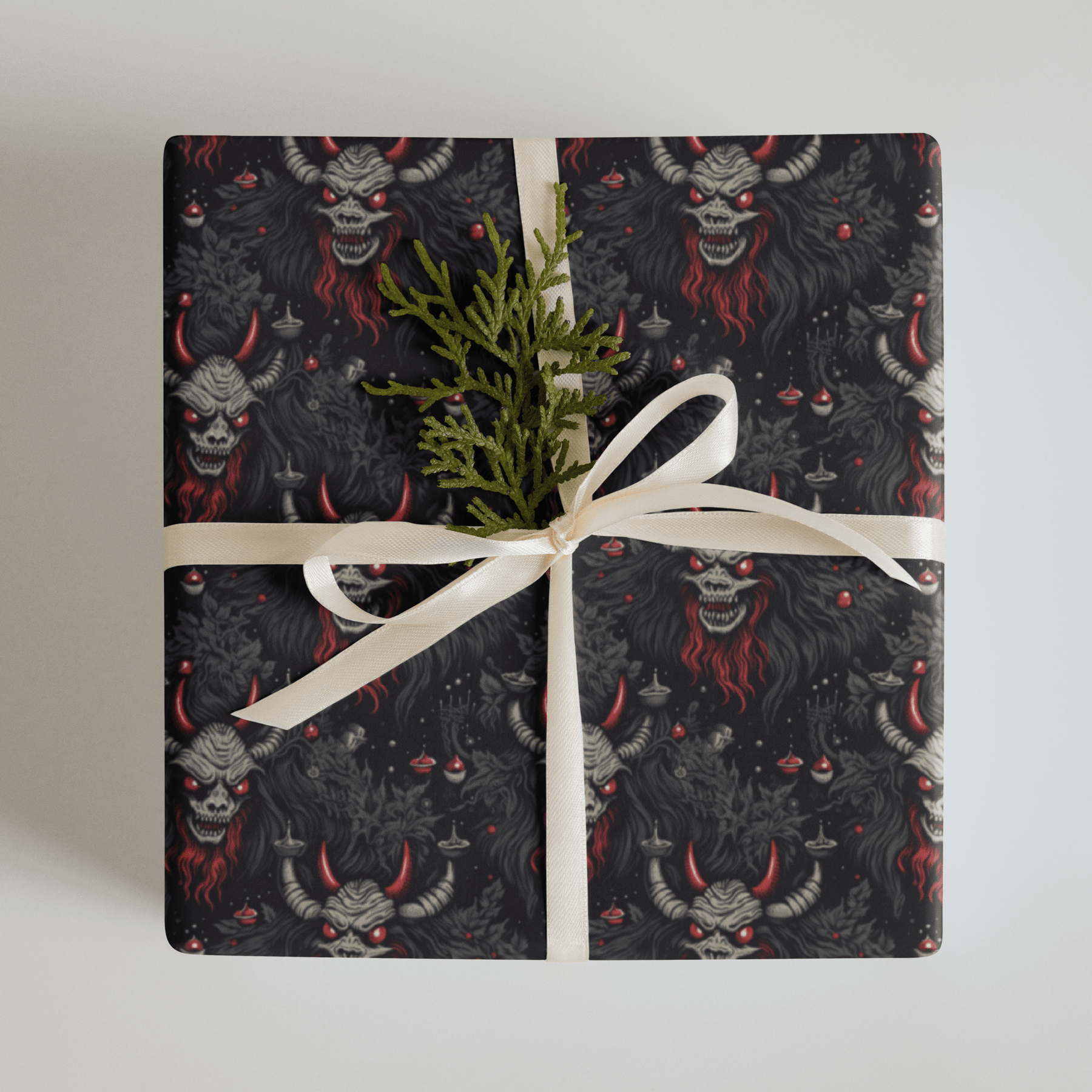 Creepy Cartoon Krampus Spooky Gift Wrap (3 Sheets) - Goth Cloth Co.1659105_17373