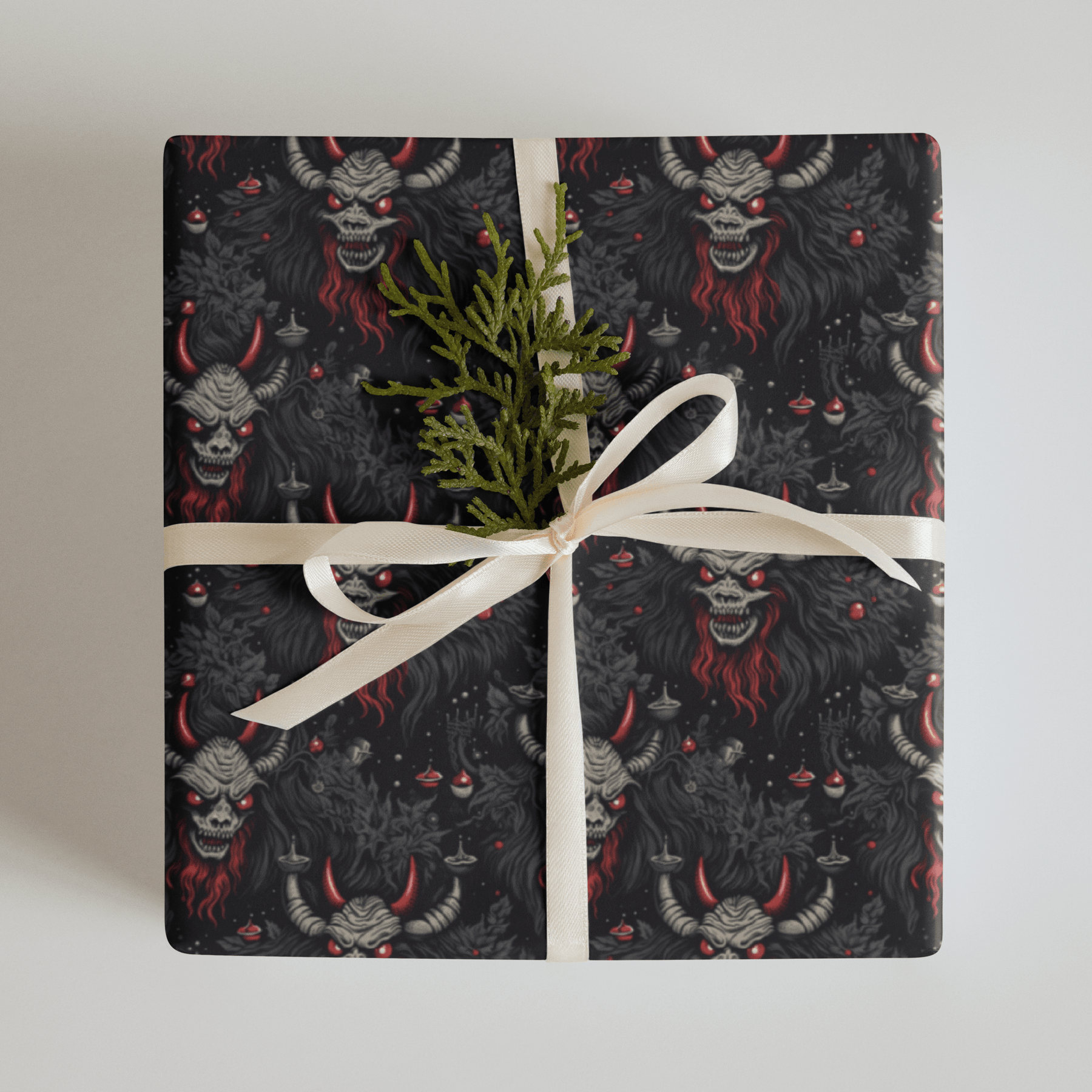 Creepy Cartoon Krampus Spooky Gift Wrap (3 Sheets) - Goth Cloth Co.1659105_17373