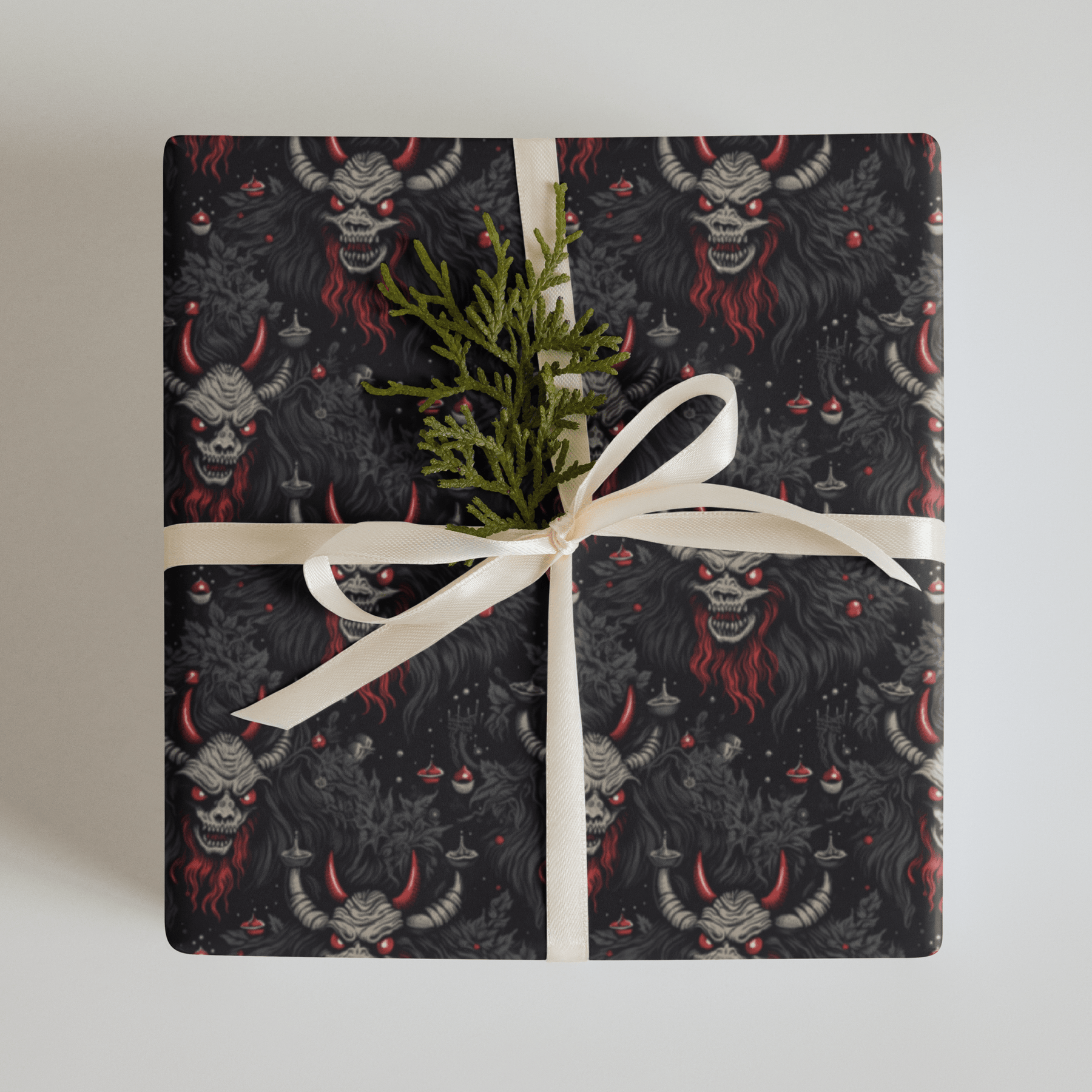 Creepy Cartoon Krampus Spooky Gift Wrap (3 Sheets) - Goth Cloth Co.1659105_17373