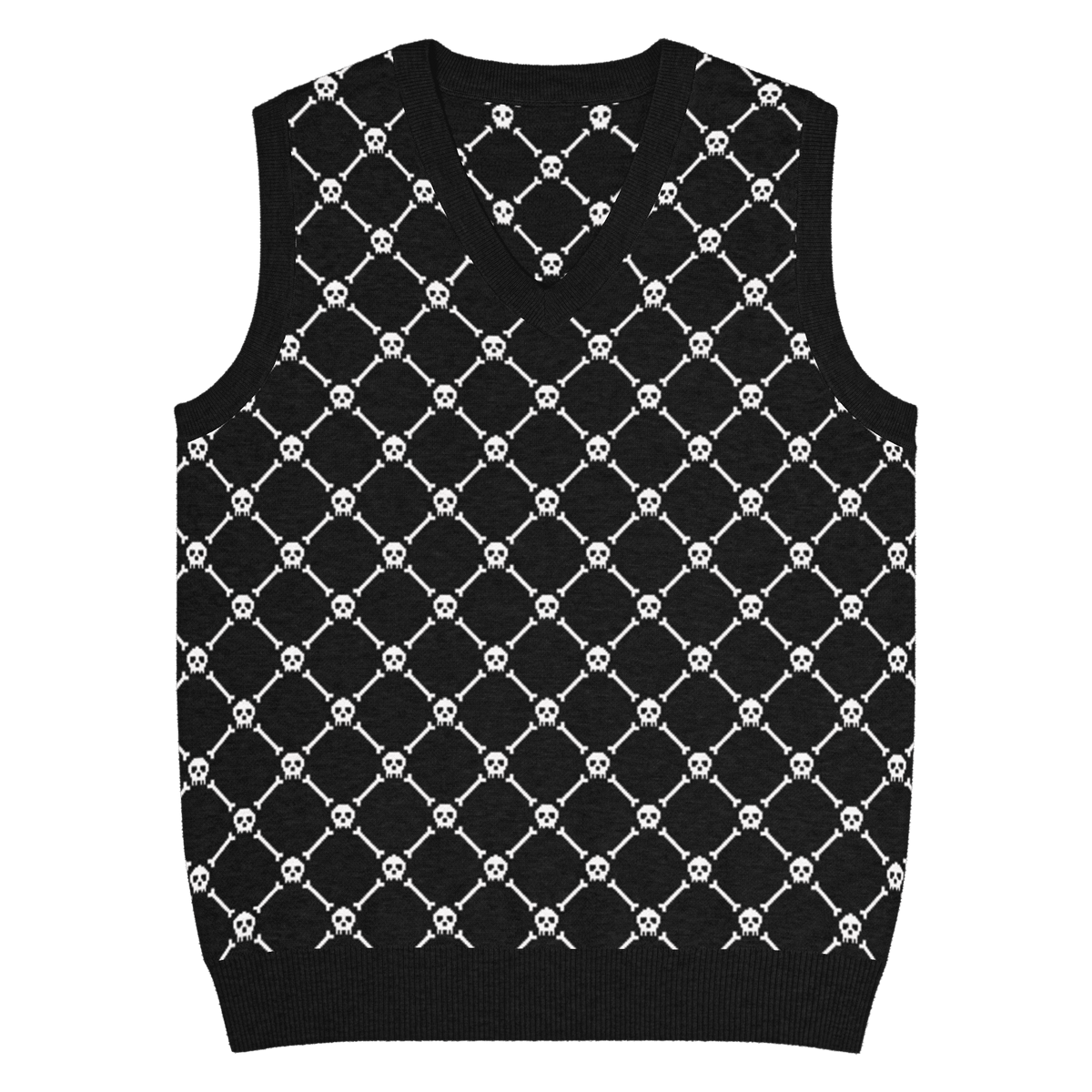 Crossbones Knit V - Neck Vest (READY TO SHIP) - Goth Cloth Co.6718746_21033