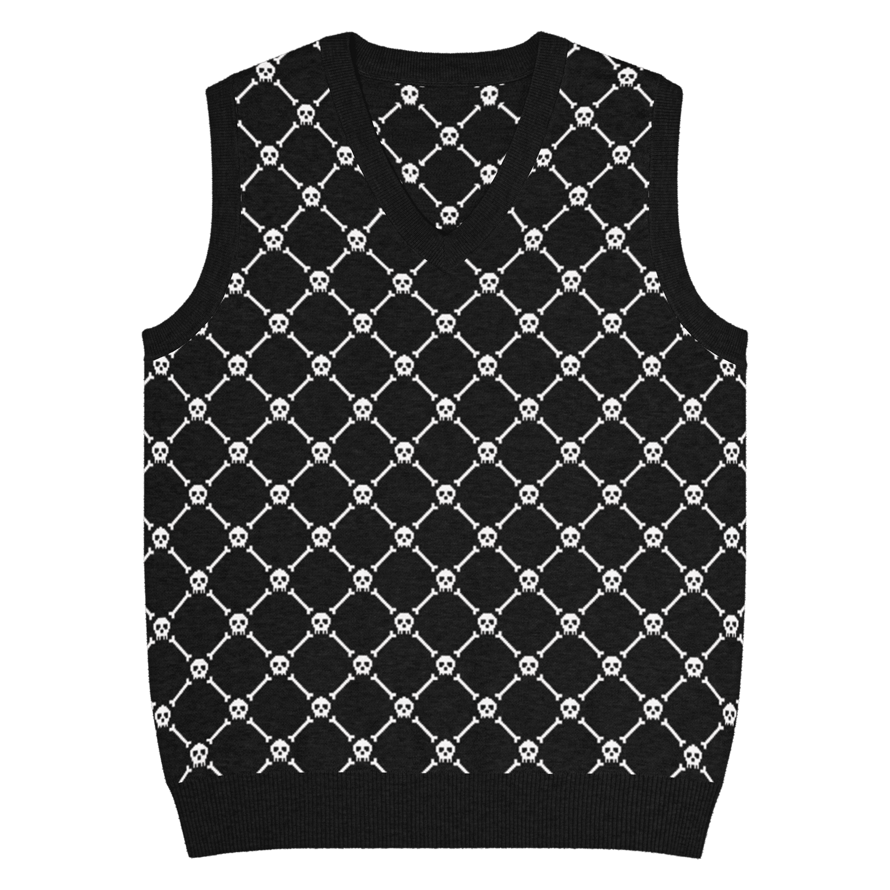 Crossbones Knit V - Neck Vest (READY TO SHIP) - Goth Cloth Co.6718746_21033