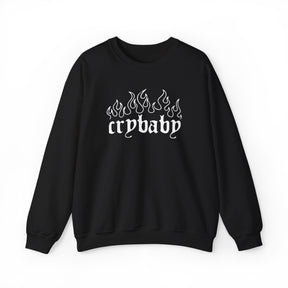 Crybaby Gothic Crew Neck Sweatshirt with Flames - Goth Cloth Co.Sweatshirt17100266166715242055